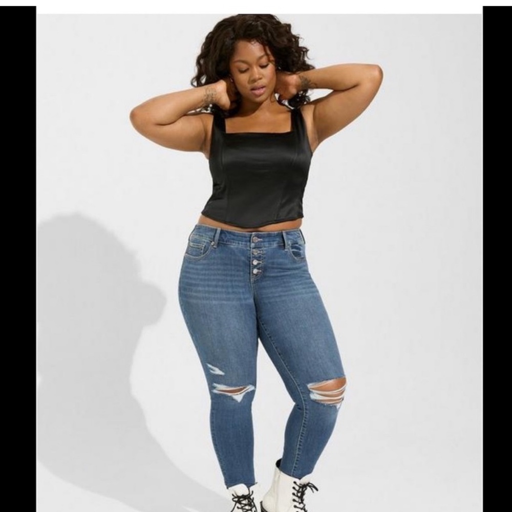 Torrid Pink and Black Satin Top